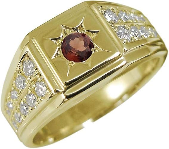 Amazon プレジュール 印台リング イエローゴールド 18金 K18 18k ガーネット メンズリング 地金 メンズ 指輪 リングサイズ13号 リング 通販
