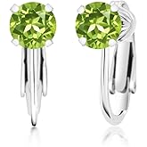 Gem Stone King 925 Sterling Silver 6MM Round Gemstone Birthstone Clip-On Earrings | Fine Jewelry Gifts for Her Mom Women Wife