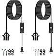 Zarnicy Plug in Pendant Light Cord - 16Ft Hanging Light Kit E26/E27 Light Socket Hanging Lantern Lamp Cord with On/Off Switch,Socket Rings, 2 Pack, Black