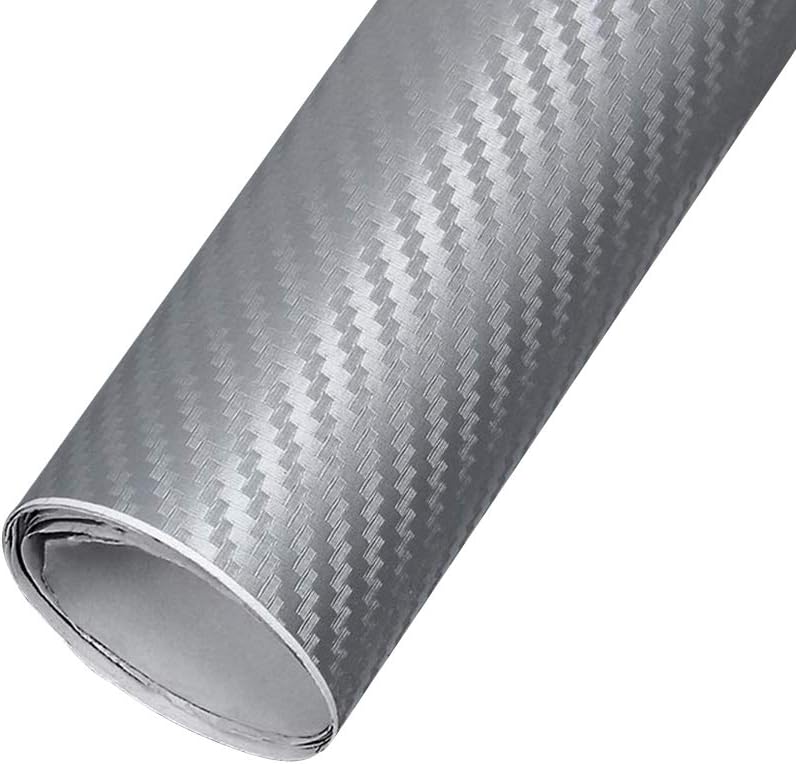 xenon bright Silver 3D Flexible Carbon Fiber Vinyl Wrap Film 1.27 x 2 m