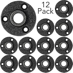 Brooklyn brida para tubería – 12 unidades de 1/2 pulgadas, brida negra