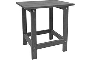 Meluvici Outdoor Side Table, HDPS Single Adirondack Side Table Weather Resistant, Table for Adirondack Chair, Outside End Table for Patio, Pool, Deck, Porch, Outdoor or Indoor Use, Grey