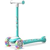 3 Wheel Scooter for Kids, Smooth Light Up LED Front Wheels, Wide Anti Slip Deck, Rear Foot Brake, Easy Lean to Steer Maneuvering, Indoor & Outdoor Ride On Toys for Ages 2 Up,