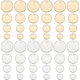 PH PandaHall 64Pcs 4 Sizes 304 Stainless Steel Charms Flat Round Charms Blank Stamping Tag Pendants, Metal Jewelry Charms for DIY Bracelet Earring Necklace Chain Jewelry Making, 2 Colors
