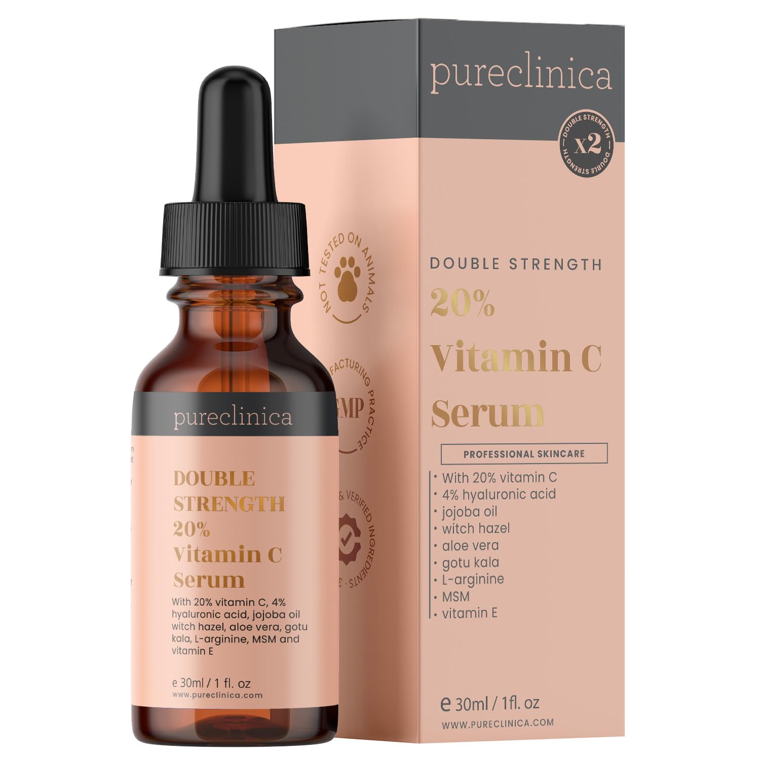 20% Vitamin C Serum (with 4% HA, 2.5% L-Arginine, 2.5% Vitamin E, & 1% Ferulic Acid) - 30ml / 1 fl oz