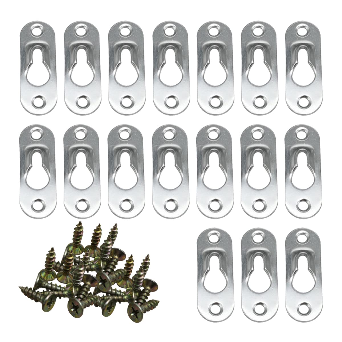 50 Sets Picture Hangers Metal Keyhole Hangers Picture Frame Fasteners with Screws for Picture Frame Mirror Cabinet Rivet Fittings