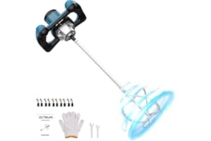 Geveelife Concrete Cement Electric Mixer Machine 2400W with 6 Adjustable Speed, Handheld Electric Cement Mixer for Drill for Mixing Mud, Cement, Mortar, Paint, Fodder, Blue