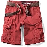 OCHENTA Men's Lightweight Cargo Shorts, Relaxed Fit 100% Cotton Casual Summer Shorts with 6 Pockets (No Belt)