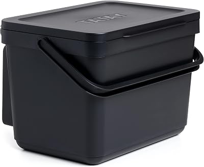 TATAY 6 L Organic Kitchen Waste Bin with Holder and Screws Black