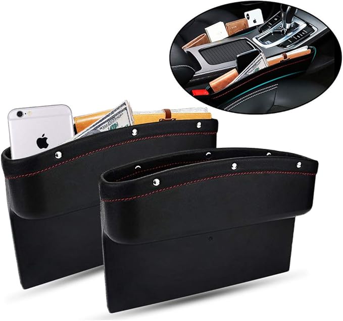 TOLUCKS Car Seat Pockets PU Leather Car Console Side