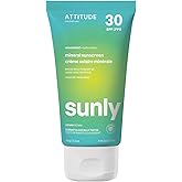 ATTITUDE Mineral Sunscreen with Zinc Oxide, SPF 30, EWG Verified, Broad Spectrum UVA/UVB Protection, Dermatologically Tested, Vegan, Unscented, 5.2 Ounces