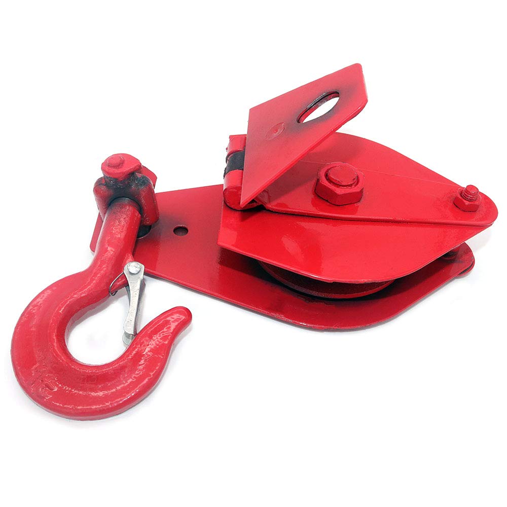 NUZAMAS Wire Rope Pulley Block 0.5 Ton (500KG, 1102lbs), Heavy Duty Roller Loading Snatch Block with Swivel Hook and Latch, Rope Line Pulling - Image 3