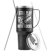 Onebttl Mechanic Gifts for Men, Gifts for Him, 40oz Tumbler with Handle and Straw, Insulated Coffee Mug with Lid, I Still Play with The Blocks