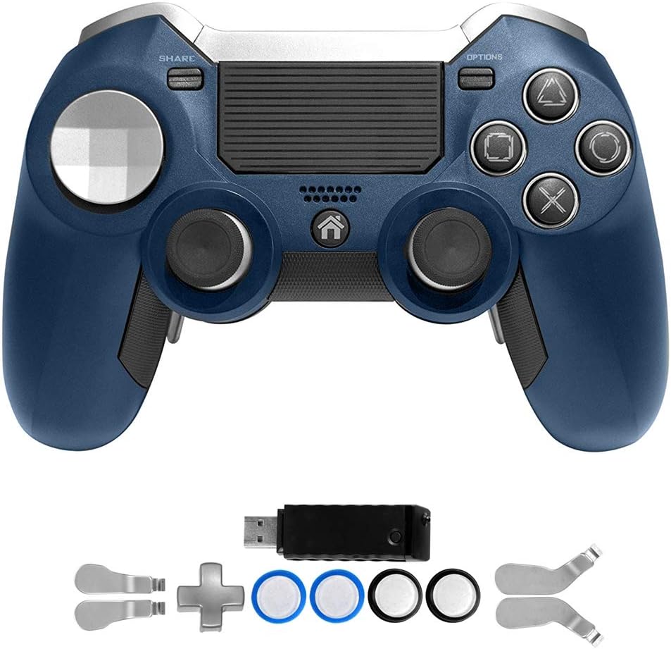 PS4 Elite Controller with Paddles,Heavyweight Dual Vibration Elite PS4 2.4G Wireless Custom Game Controller Joystick for Play Station 4 Gaming Console