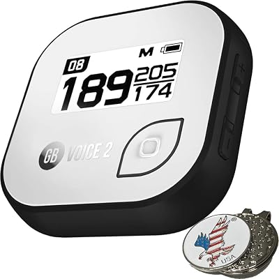 Bundle | Golf Buddy Voice 2 GolfBuddy Voice2 Easy-to-Use Talking GPS Multi Colors  1 Custom Ball Marker Hat Clip Set American Eagle