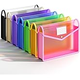 Plastic Expanding File Folder, Transparent Envelopes with Snap Closure | No Dividers, Large Capacity, Assorted Colors, Fits Legal / B4 Size for School, Office, Home, Hospital, 7 Colors