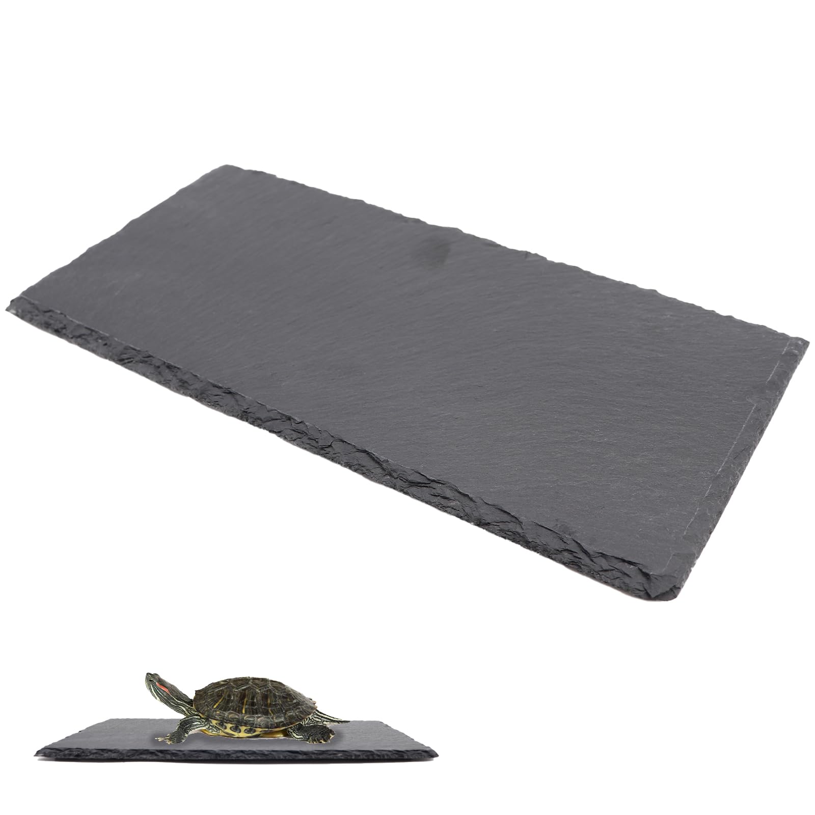 ZJIVQO Reptile Basking Platform Slate,Reptile Feeder Rock Plate,Snake Breeding Tray, Turtle dock for Turtle Lizard Snake Chameleon,25×12cm