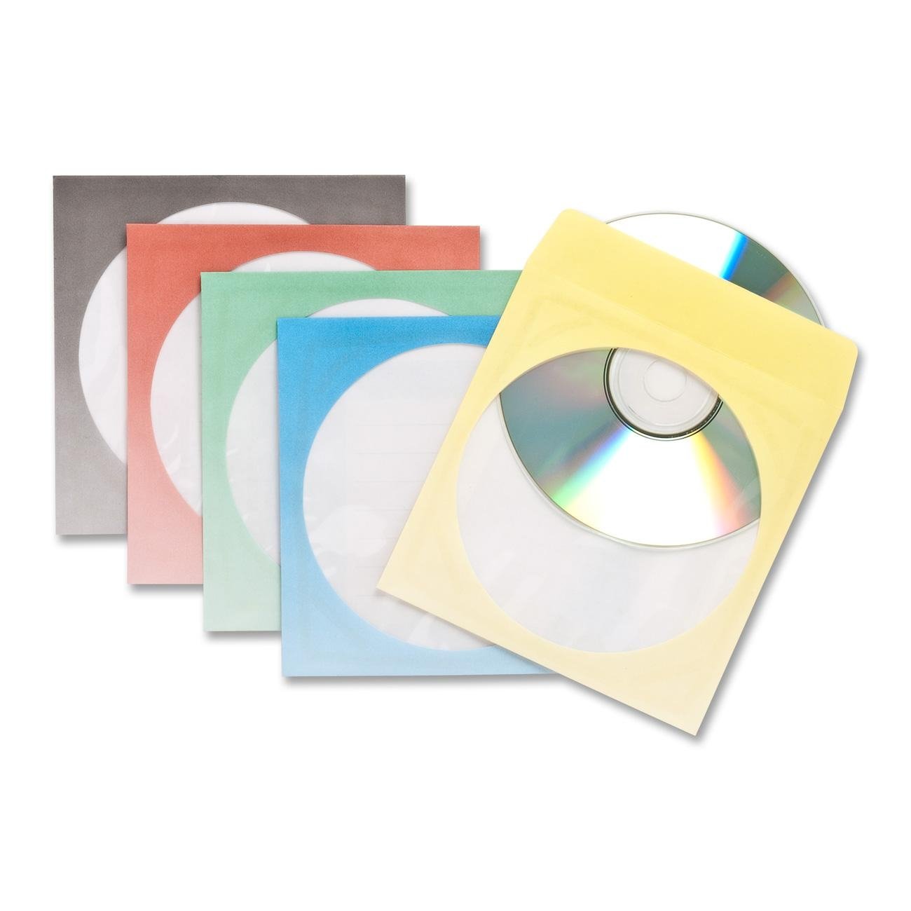 Compucessory CD Sleeve Envelopes Paper with Window W126xH126mm Assorted - Ref CCS26504 [Pack 100]