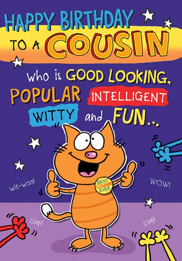 Piccadilly Greetings A11422 Birthday Card Cousin,brown|blue|purple|orange|yellow ,7 x 5 inches