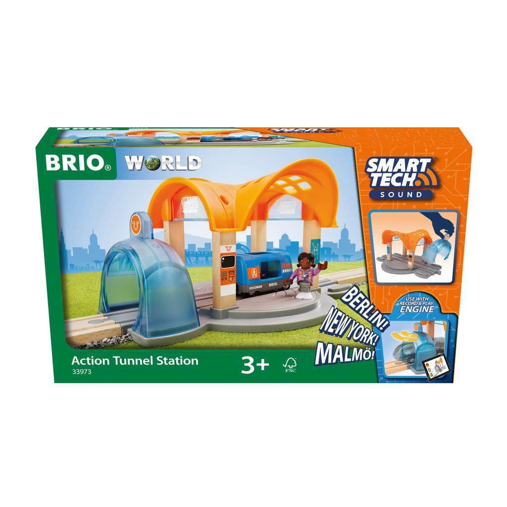 BRIO World Smart Tech Sound Action Tunnel Train Station for Kids Age 3 Years Up - Gifts for Children