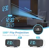LIORQUE Projection Alarm Clock FM Radio VA Display Dimmer Snooze USB Charger view 5