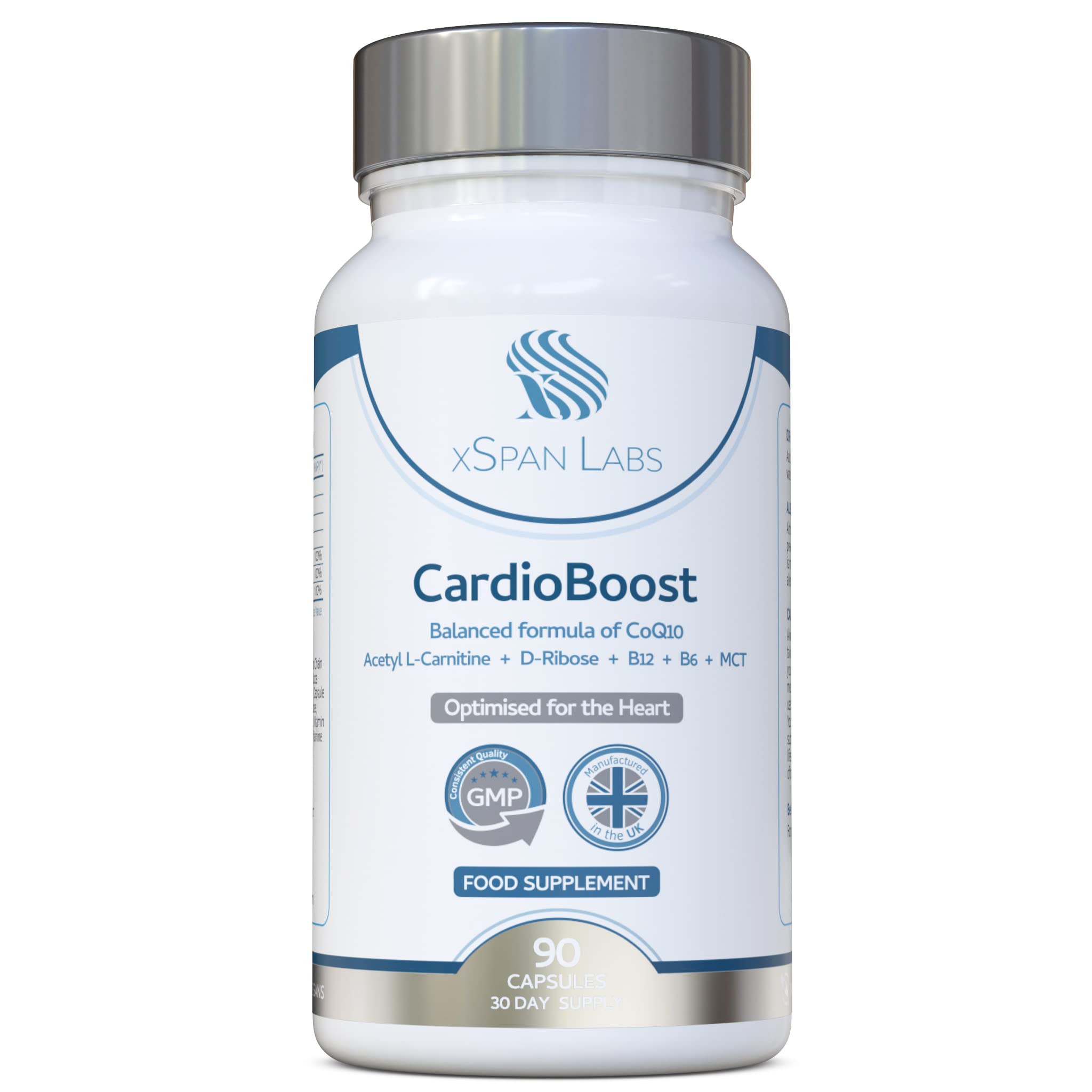 CardioBoost 90 Capsules – CoQ10, Acetyl L-Carnitine & D-Ribose with B Vitamins & MCT - Supports Normal Heart Function & Reduces Tiredness & Fatigue - L-Carnitine & Coenzyme Q10 Supplement