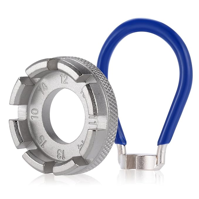 PAGOW Bicycle Spoke Wrench 6 in 1 Bike Wheel Spokes Rim Tool, Silver