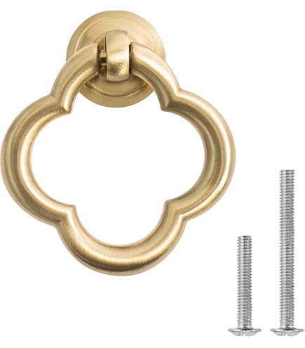 BECHAEO 6 Pack 55mm Brushed Brass Gold Cabinet Knobs, Zinc Alloy Gold Dresser Knobs, Drawer Pulls Flower Ring With Screws, Cupboard Drawer For Kitchen Bedroom Bathroom - View #4