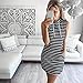GBSELL Womens Girls Casual Sleeveless Hoody Mini Dress (S, Black Stripe)