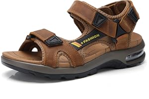 Men's Sandals Open-Toe Leather Outdoor Hiking Sandals Athletic Beach Shoes Water Beach Sandals
