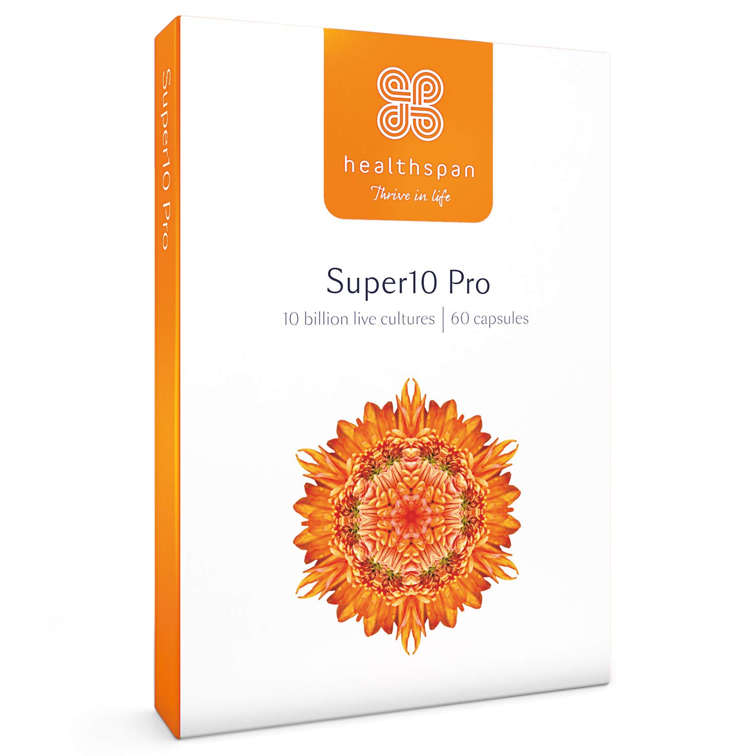 Healthspan Super10 Probiotic | 60 Capsules | 10 Billion Live Cultures | Added Vitamin D3 | Lactobacillus Acidophilus | Bifidobacterium Lactis | Lactobacillus Plantatum | Lactose-free | Vegetarian