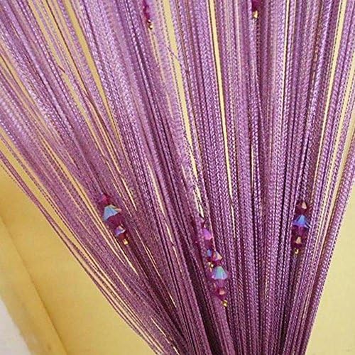 COMEHERE Drape String with Bead Chain Solid Door Curtains Home Decrations (1, 3 Beads Purple)