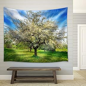 Blossom Apple Tree in Spring - Fabric Tapestry, Home Decor - 51x60 inches