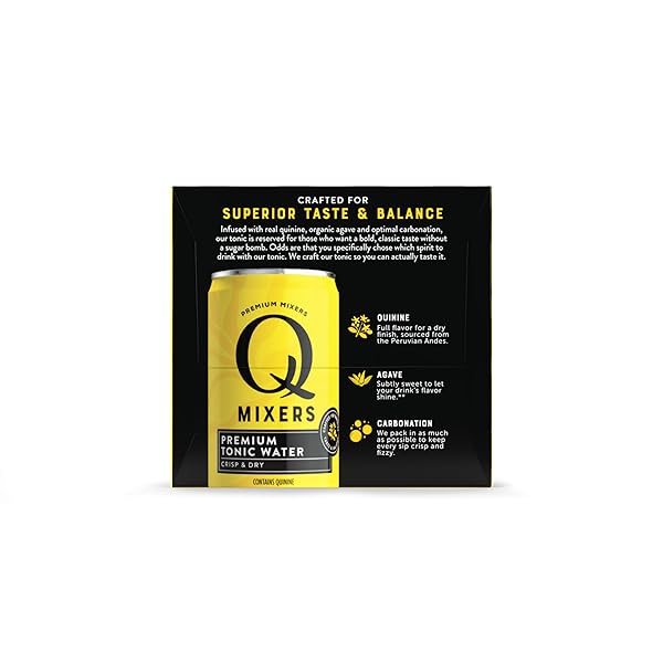 Q MIXERS TONIC WATER, PREMIUM COCKTAIL MIXER MADE WITH REAL INGREDIENTS, 7.5 FL OZ CANS (PACK OF 4)