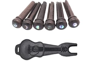 Cheerock 6pcs Acoustic Guitar Bridge Pins, Rosewood Abalone Dot Acoustic Guitar String Pins with Guitar Pin Puller, Bridge Pins Replacement Parts for Acoustic Guitar