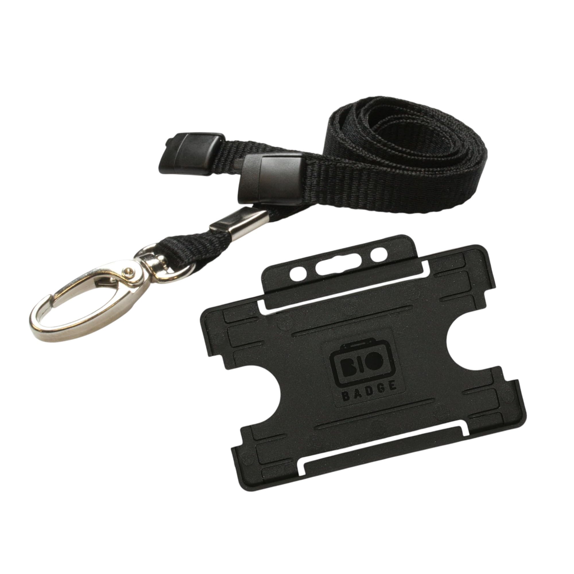 Customcard Ltd Lobster Clip Lanyard with Card Holder - Yellow Quick Release Lanyards for Neck - Ideal for Office, Work, Staff, ID Card Access - Sturdy Material, Conference/Office - (Black)