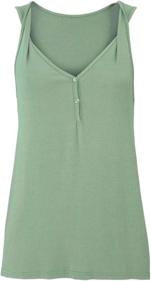 Womens V Neck Tank Tops SADUORHAPPY Solid Color Sleeveless Henley Shirts Button Up Casual Tunic Tees