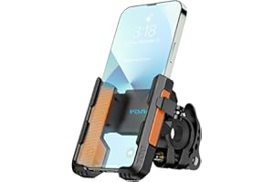 visnfa New Upgraded Bike Phone Mount Holder Two Connectors Quickly Lock and Release,360°Rotatable Bicycle Motorcycle Scooter Accessories Handlebar Phone Clip for 4.0"-7.0" Smartphone (Orange)