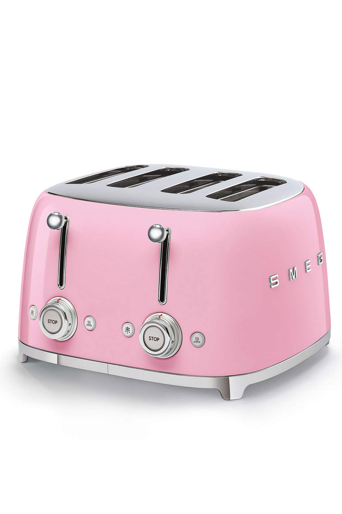Smeg Smeg, Grille-Pain 4 Tranches Tsf03Pkeu, 4 Fentes 36 Mm, 6 Niveaux De Brunissage, Fonction Chauffage, Décongélation et Bagel, Éjection Automatique Du Pain, 2 Ramasse Miettes, 2000 W, Rose