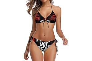 AMRANDOM Women's Cheeky Halter Neck Tie Side String Triangle Bikini Two Piece Swimsuit