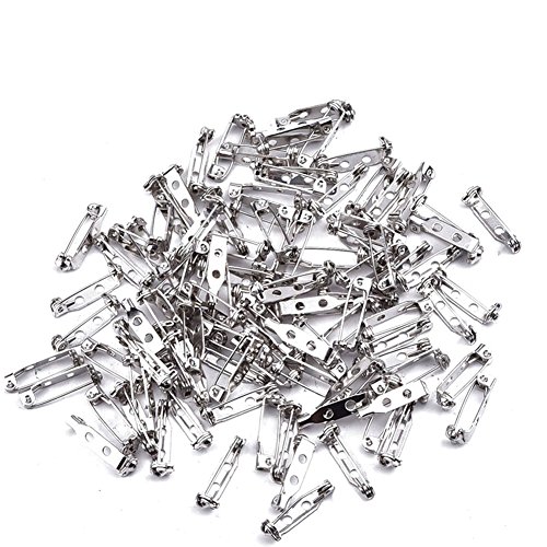50Pcs Silver Tone Pin Back Clasp Bar Pins Brooches for Craft 20mm (2 holes)
