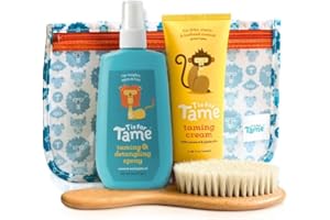 T is for Tame Toddler Hair Kit with Taming Cream, Hair Detangler Spray, Brush & Pouch - Anti Frizz Smoothing Styling Cream & 