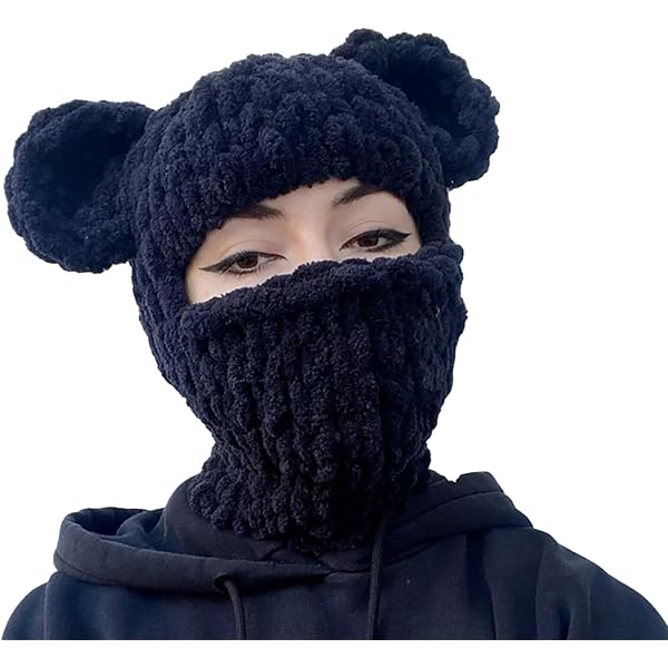 Adult Knitted Balaclava with Ears Hat Novelty Rabbit Full Face