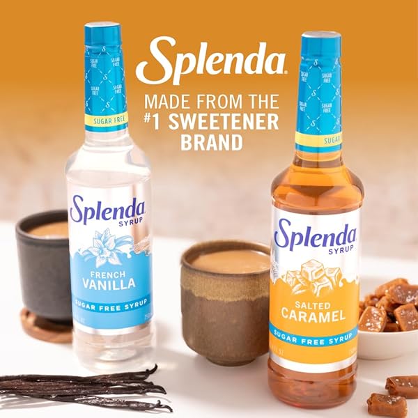 SPLENDA COFFEE SYRUP, SALTED CARAMEL, SUGAR FREE, FLAVORED LIQUID SYRUPS FOR DRINKS, 750 ML BOTTLE