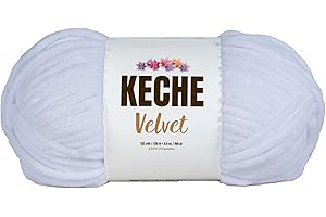 Keche Velvet Yarn for Crocheting, Soft Chenille Bulky Baby Blanket Amigurumi Yarn 100 gr (132 yds) - White