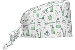 MOLIAN Dental Tooth Care Scrub Caps with Sweatband Adjustable Working Cap Surgical Headgear for Women Men