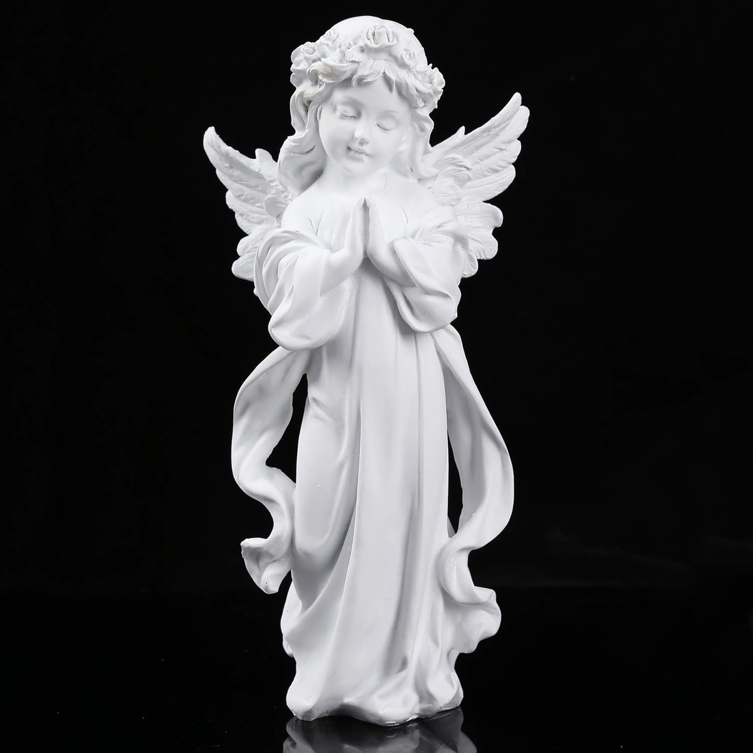 H&W Resin Angel Statue, Resin Angel Figurine, Adorable Flower Girl Decorative Ornaments, 12.5''H, Home Decor Fairy Prayer, Pray for Your Family, Christmas & Thanksgiving Day Decoration 【A】