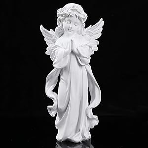 H&W Resin Angel Statue, Resin Angel Figurine, Adorable Flower Girl Decorative Ornaments, 12.5''H, Home Decor Fairy Prayer, Pray for Your Family, Christmas & Thanksgiving Day Decoration 【A】