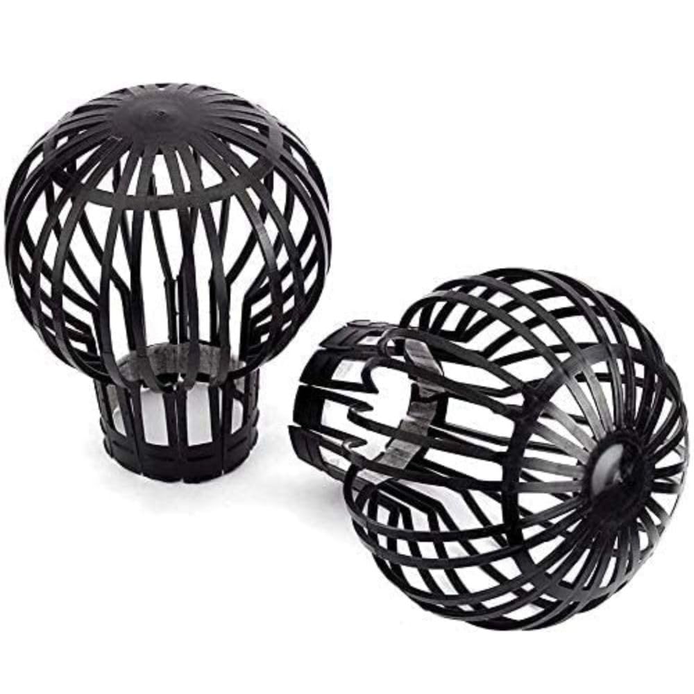 OrionMart Plastic Gutter Guards Downpipe Adjustable Black Filters - 2 Pcs Flexible Protectors Drainpipe Covers to Stops Leaves Debris Moss Mud - Prevent Drain Blockages