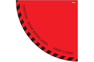 Mighty Line Door Swing Caution Floor Sign for Safety, Warning, Heavy-Duty, Peel and Stick, Adhesive, Industrial Quality, 36" Wide, Red